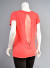 Seamless Short Flare Sleeves, Scoop Boat Neck Top with Studs Sleeve Detail, Lace Contrast Cut-Out Back and Two Tiny Ribbons Decor T612 ORANGE