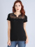 Split neck, lace yoke, ribbed shirt - TSB-BLACK
