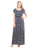 Round neck cap sleeve maxi dress with snake-like skin print design. WH-224SQQ-BLACK/GREY