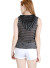 Drawstring-hooded neckline striped pattern top with crochet detail front.WH-4681967JL11-BLACK