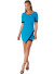 Short Sleeve Scoop Neck Color Block Dress featuring a Tulip hemline with contrast. WH-BD1766-BLUE/BLACK