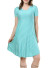 round neck short sleeve stiped shift dress. WH-BD7050-AQUA