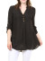 pull-up sleeve chiffon top button up with lace yoke.WH-BFT0250-BLACK