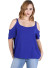 Scoop neck, cutout shoulder, solid colored top- WH-BT1852-ROYALBLUE