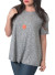 Plus size short-sleeve, round neck,ribbed swing top (necklace not included)-WH-BT1868X-CHARCOAL 