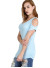 Round neckline,ruched sides, ribbed top featuring cutout sleeves.WH-BT1875-BLUE