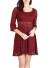 Round neck, 3/4 bell sleeve crochet dress with crochet peek-a-boo waist, zip back closure & lining-WH-FDK487OXB-BURGUNDY