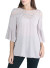 Round neck, ruffled quarter sleeve top with embroidered and sequined mesh yoke-WH-H0616-MOCHA/TAN