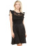 Short Double-Tiered Flutter Sleeves, Round Neck, Flare A-Line Skirted Embossed Dress with Sweetheart Design Front and Lined  Lace Bodice WH-INK278M2396-BLACK