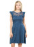 Short Double-Tiered Flutter Sleeves, Round Neck, Flare A-Line Skirted Embossed Dress with Sweetheart Design Front and Lined  Lace Bodice WH-INK278M2396-TEAL