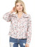 tie front, button down floral long sleeve top. WH-N1457B8779-BEIGE