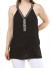 Hi-lo chiffon top with detailed neck line sequins featuring a racer-back design and buttoned keyhole.  WH-RN131335-BLACK