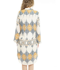LS Button Down Tunic-2 pcs dress MDW7W03CP-Beige/Navy